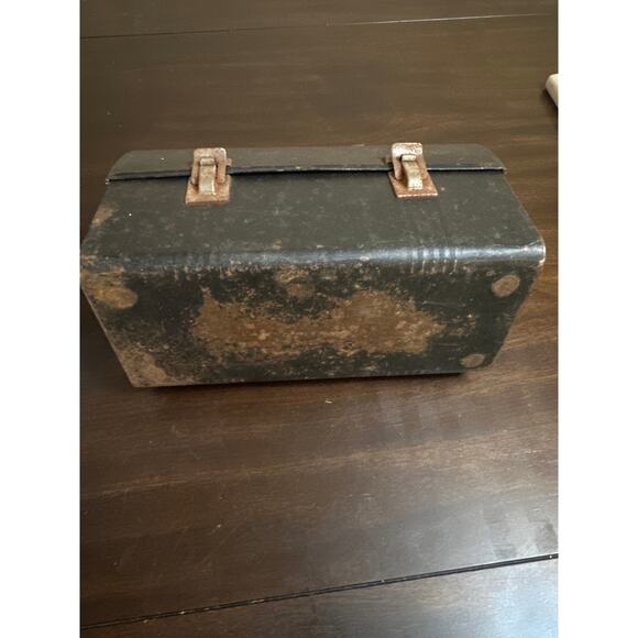 Antique Victory Dome Black Lunch Box 1950’s Metal 10" Pre-owned Lunch Box Pail - Picture 8 of 11